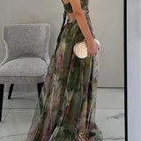Robe Maxi Décolleté V Bretelles Fines Fluide