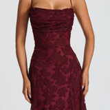 Robe Maxi Violaine Jacquard Devoré Bretelles Spaghetti