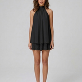 Robe Mini Evelyne Halter Dos Nu Double Volant