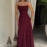 Robe Maxi Violaine Jacquard Devoré Bretelles Spaghetti