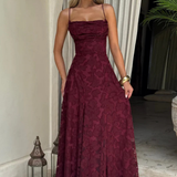 Robe Maxi Violaine Jacquard Devoré Bretelles Spaghetti