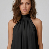 Robe Mini Evelyne Halter Dos Nu Double Volant