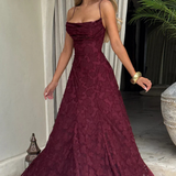 Robe Maxi Violaine Jacquard Devoré Bretelles Spaghetti