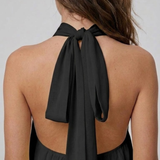 Robe Mini Evelyne Halter Dos Nu Double Volant
