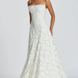 Robe Maxi Violaine Jacquard Devoré Bretelles Spaghetti