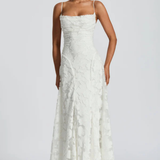 Robe Maxi Violaine Jacquard Devoré Bretelles Spaghetti