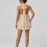Robe Mini Evelyne Halter Dos Nu Double Volant