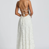Robe Maxi Violaine Jacquard Devoré Bretelles Spaghetti