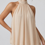 Robe Mini Evelyne Halter Dos Nu Double Volant