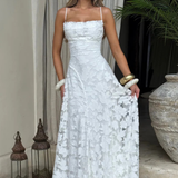 Robe Maxi Violaine Jacquard Devoré Bretelles Spaghetti