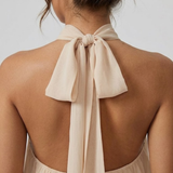 Robe Mini Evelyne Halter Dos Nu Double Volant