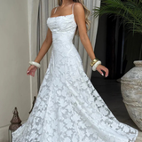 Robe Maxi Violaine Jacquard Devoré Bretelles Spaghetti
