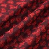 Robe Maxi Fleurie Rouge — Manches Capes, Encolure Haute, Coupe A-Ligne