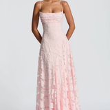 Robe Maxi Violaine Jacquard Devoré Bretelles Spaghetti