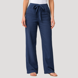 Pantalon Lin Taille Élastique Coupe Droite Poches