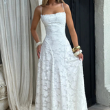 Robe Maxi Violaine Jacquard Devoré Bretelles Spaghetti