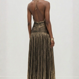 Robe Maxi Aurelia Halter Fente Dos Ouvert