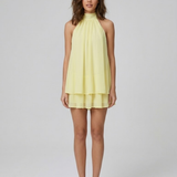 Robe Mini Col Montant Halter Dos Nu Volants Étagés