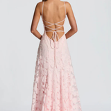 Robe Maxi Violaine Jacquard Devoré Bretelles Spaghetti