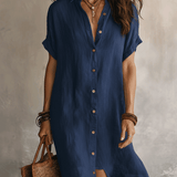 Robe Chemise Midi Boutons Contrastants Fente