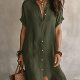 Robe Chemise Midi Boutons Contrastants Fente