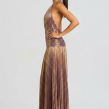 Robe Maxi Aurelia Halter Fente Dos Ouvert