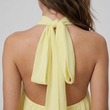 Robe Mini Col Montant Halter Dos Nu Volants Étagés