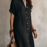 Robe Chemise Midi Boutons Contrastants Fente