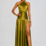 Robe Maxi Aurelia Halter Fente Dos Ouvert