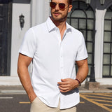 Chemise Homme Anti-Taches Stretch Manches Courtes Regular Fit