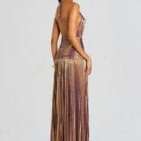 Robe Maxi Aurelia Halter Fente Dos Ouvert