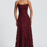 Robe Maxi Violaine Jacquard Devoré Bretelles Spaghetti