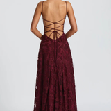 Robe Maxi Violaine Jacquard Devoré Bretelles Spaghetti