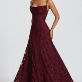 Robe Maxi Violaine Jacquard Devoré Bretelles Spaghetti