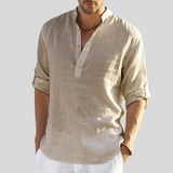 Chemise Homme Lin Patte Boutonnage Courte Manches Retroussables