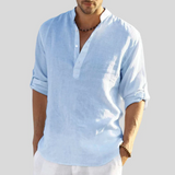 Chemise Homme Lin Patte Boutonnage Courte Manches Retroussables