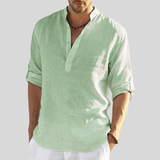 Chemise Homme Lin Patte Boutonnage Courte Manches Retroussables