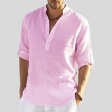 Chemise Homme Lin Patte Boutonnage Courte Manches Retroussables