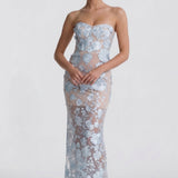 Robe Maxi Fête de Mariage à Fleurs pour Femmes