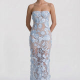 Robe Maxi Fête de Mariage à Fleurs pour Femmes