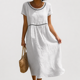 Robe Midi Brodée Taille Empire Femme