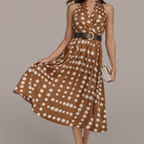 Robe Midi Halter à Pois