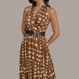 Robe Midi Halter à Pois