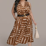 Robe Midi Halter à Pois
