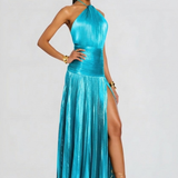 Robe Maxi Aurelia Halter Fente Dos Ouvert