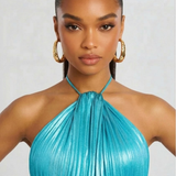 Robe Maxi Aurelia Halter Fente Dos Ouvert