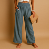Pantalon Taille Haute Élastique Femme