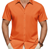 Chemise Homme Anti-Taches Stretch Manches Courtes Regular Fit