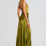 Robe Maxi Aurelia Halter Fente Dos Ouvert