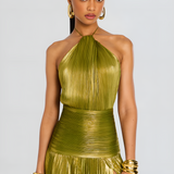 Robe Maxi Aurelia Halter Fente Dos Ouvert
